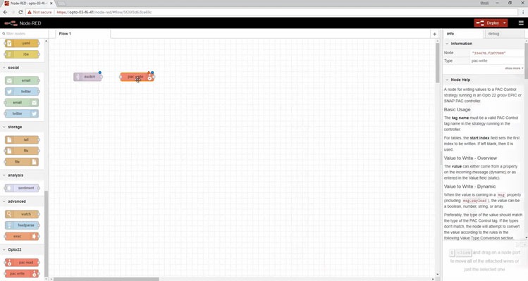 Figure 15: Creating SNAP PAC write node